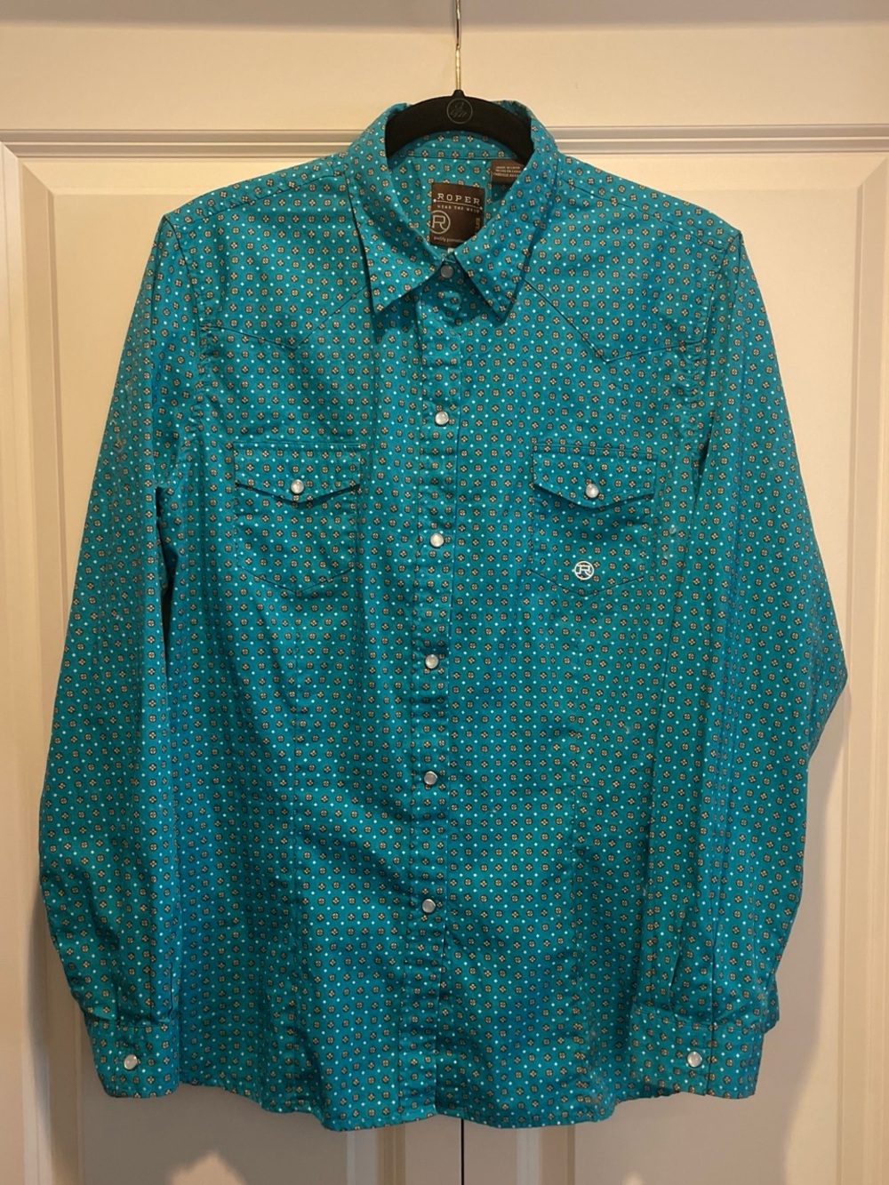 Roper Teal Long-Sleeve Pearl Snap Shirt